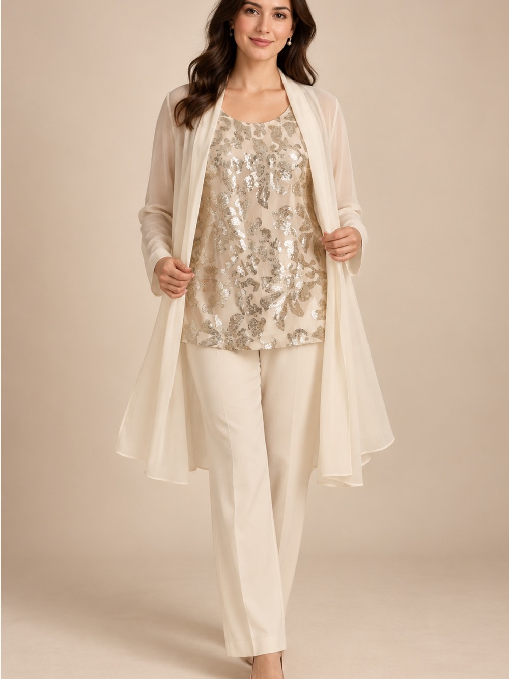 Elegant Cream Straight-Leg Pants — Polished Event Ready